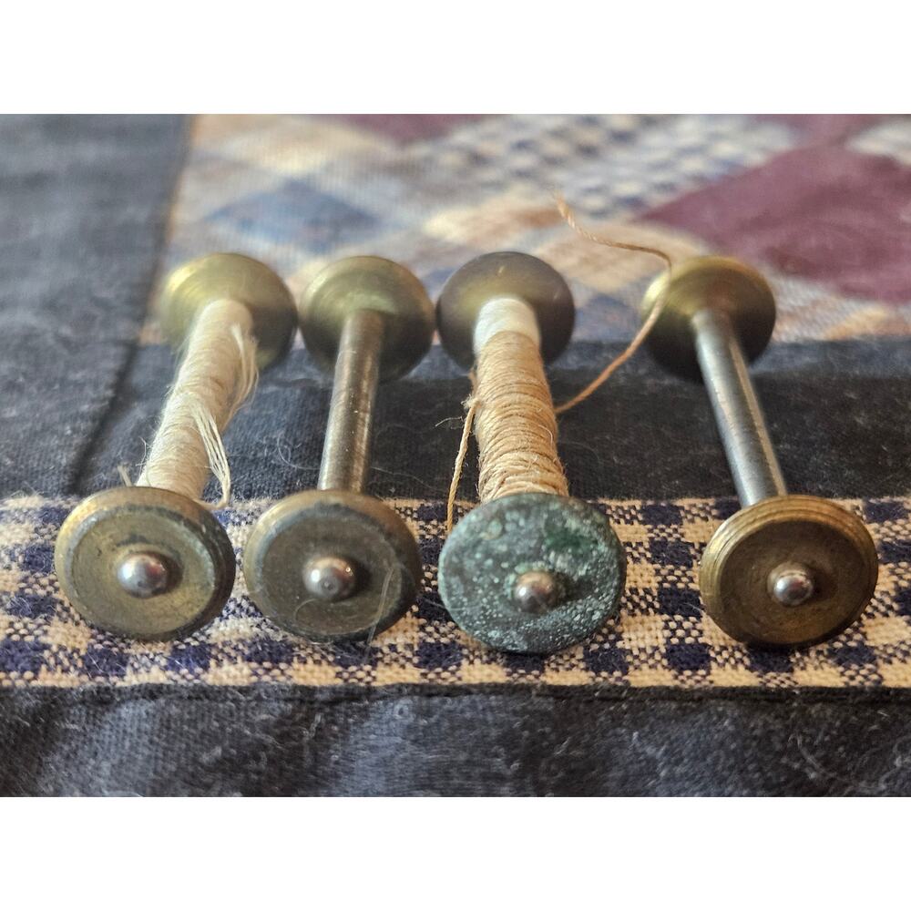 Vintage Metal Bobbins Tiny Sewing Machine Thread Bobbins 1940s all original